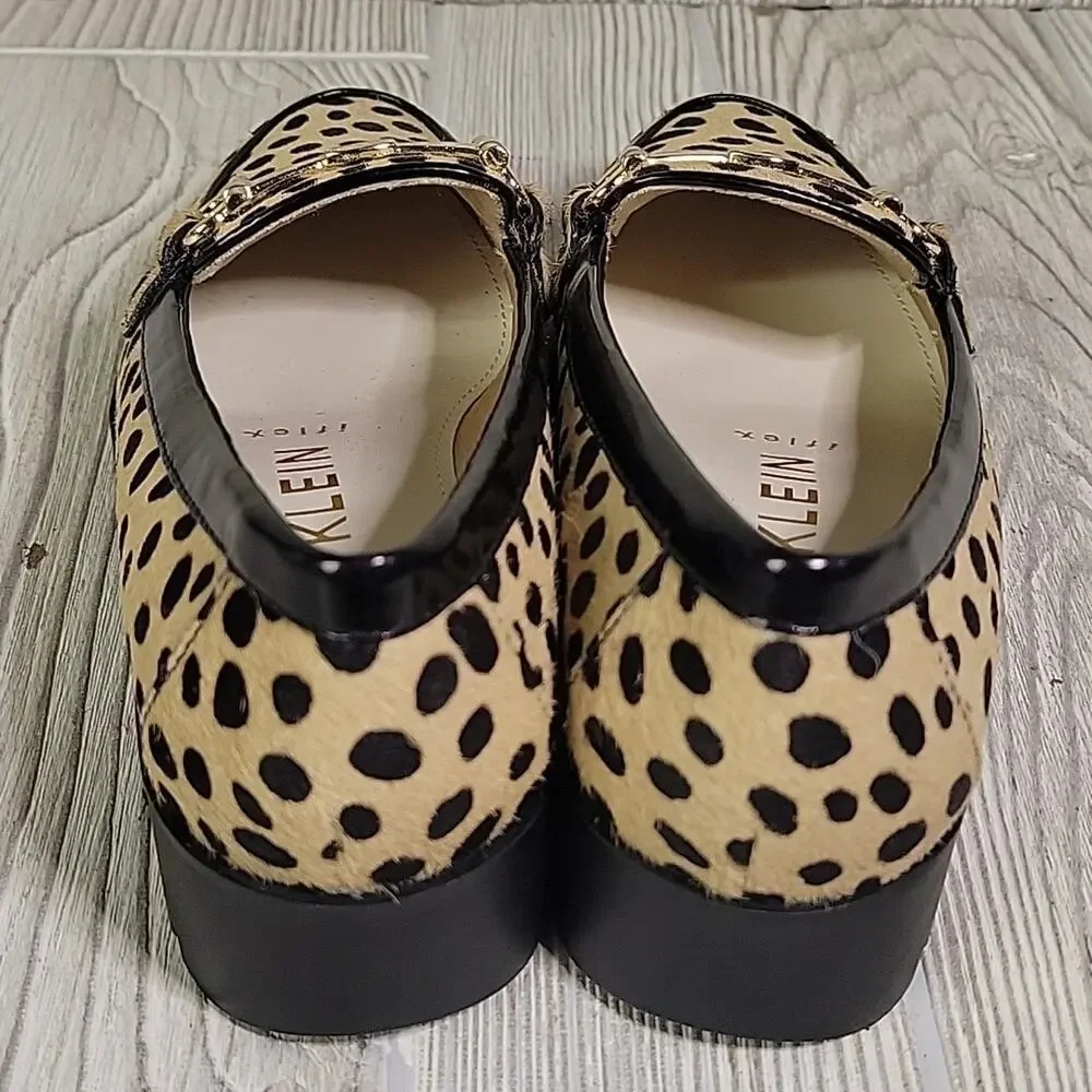 Anne Klein Lalita Cow Hair Dot Leopard Wedge Loafers Womens Size 5 NEW